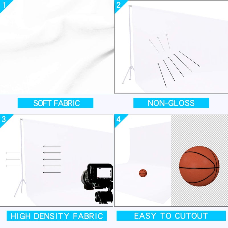 ISSUNTEX 6X9 ft Background Polyester Backdrop, Photo Studio, Collapsible High Density Screen for Video Photography and Television-White - Image 3